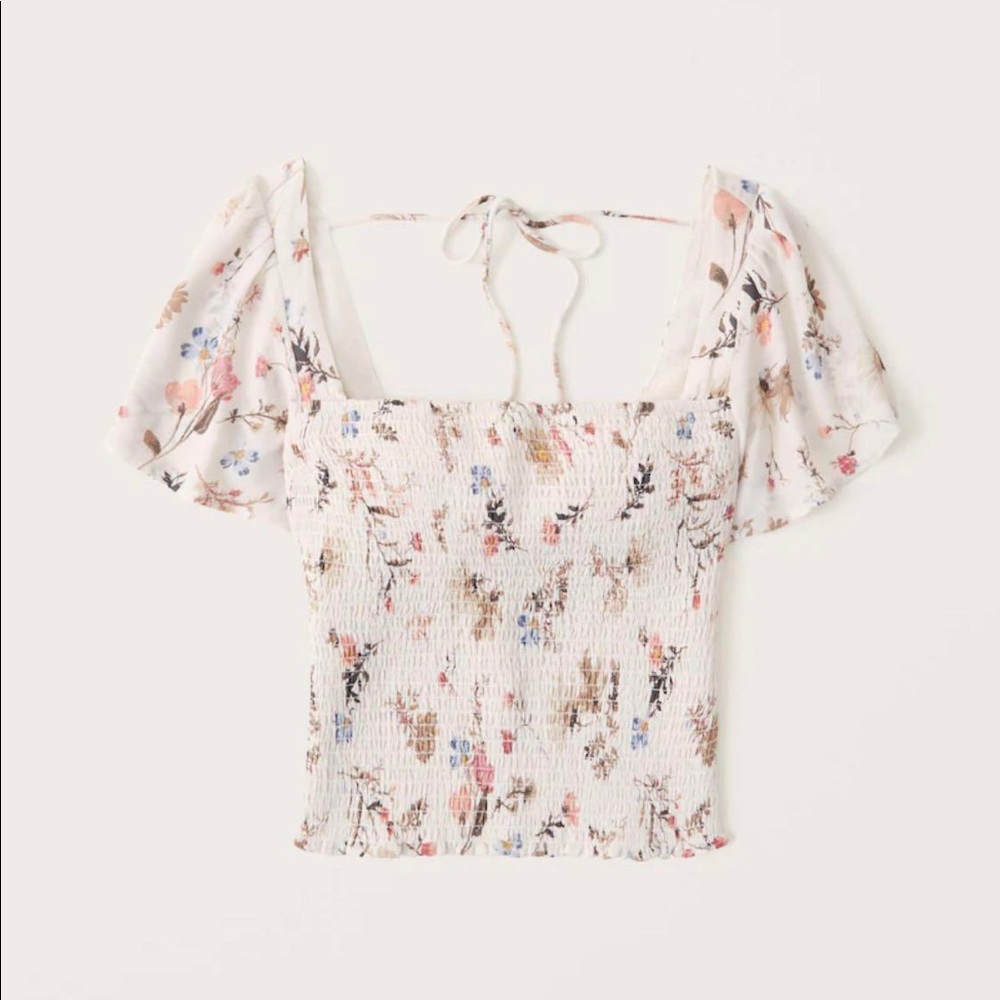 COPY - Abercrombie All-Over Smocked Flutter Sleeve Top